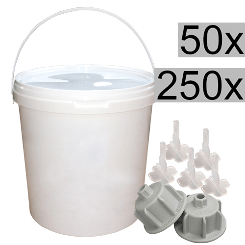 Nivelliersystem24 Nivelliersystem Basis-Set für Fliesen, 2mm, 50x graue Hauben 250x Laschen