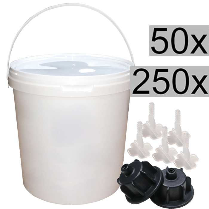 Nivelliersystem24 Nivelliersystem Basis-Set für Fliesen, 2mm, 50x Hauben 250x Laschen