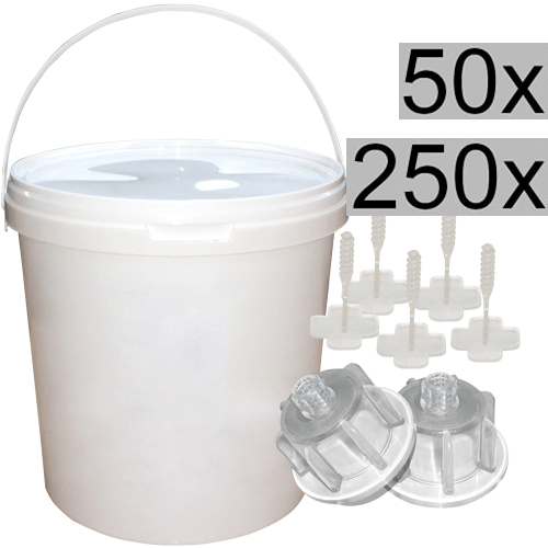 Nivelliersystem24 Nivelliersystem Basis-Set für Fliesen, 2mm, 50x transparente Hauben 250x Laschen