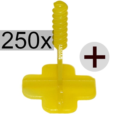 NIvelliersystem24 Nivelliersystem Gewindelaschen Kreuze, 2 mm gelb, 250x