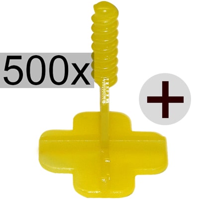 NIvelliersystem24 Nivelliersystem Gewindelaschen Kreuze, 2 mm gelb, 500x