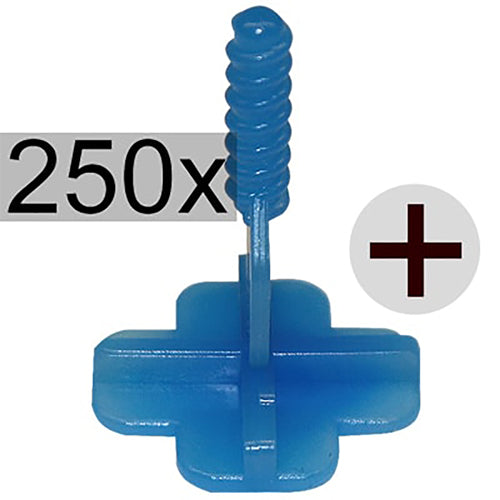 Nivelliersystem24 Gewindelaschen Kreuze, 3 mm blau 250x 