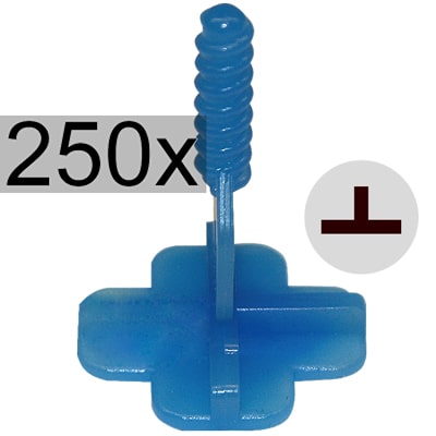 Nivelliersystem24 Gewindelaschen T-Stücke, 3 mm blau, 250x