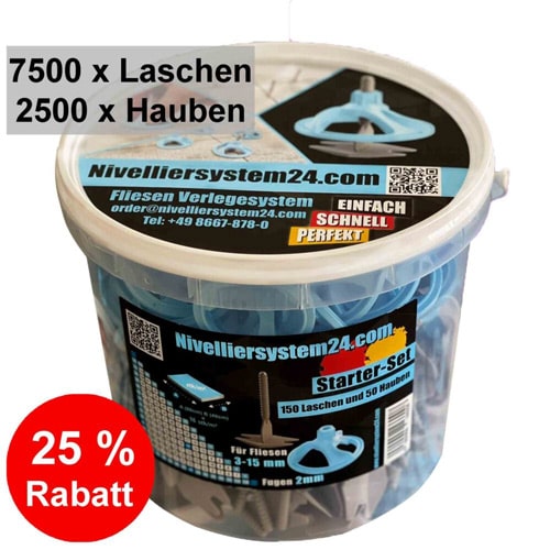 7500 x Laschen und 2500 x Hauben - Nivelliersystem24 Set für 25 % Rabatt kaufen